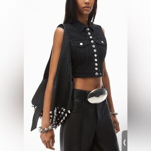 Alexanderwang cropped trucker vest in comfort-stretch denim Sz. 2